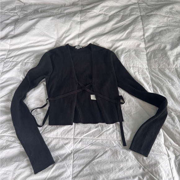 Garage Black Ribbed Tie Front Cardigan – Size XS (Never Worn) - Picture 1 of 10